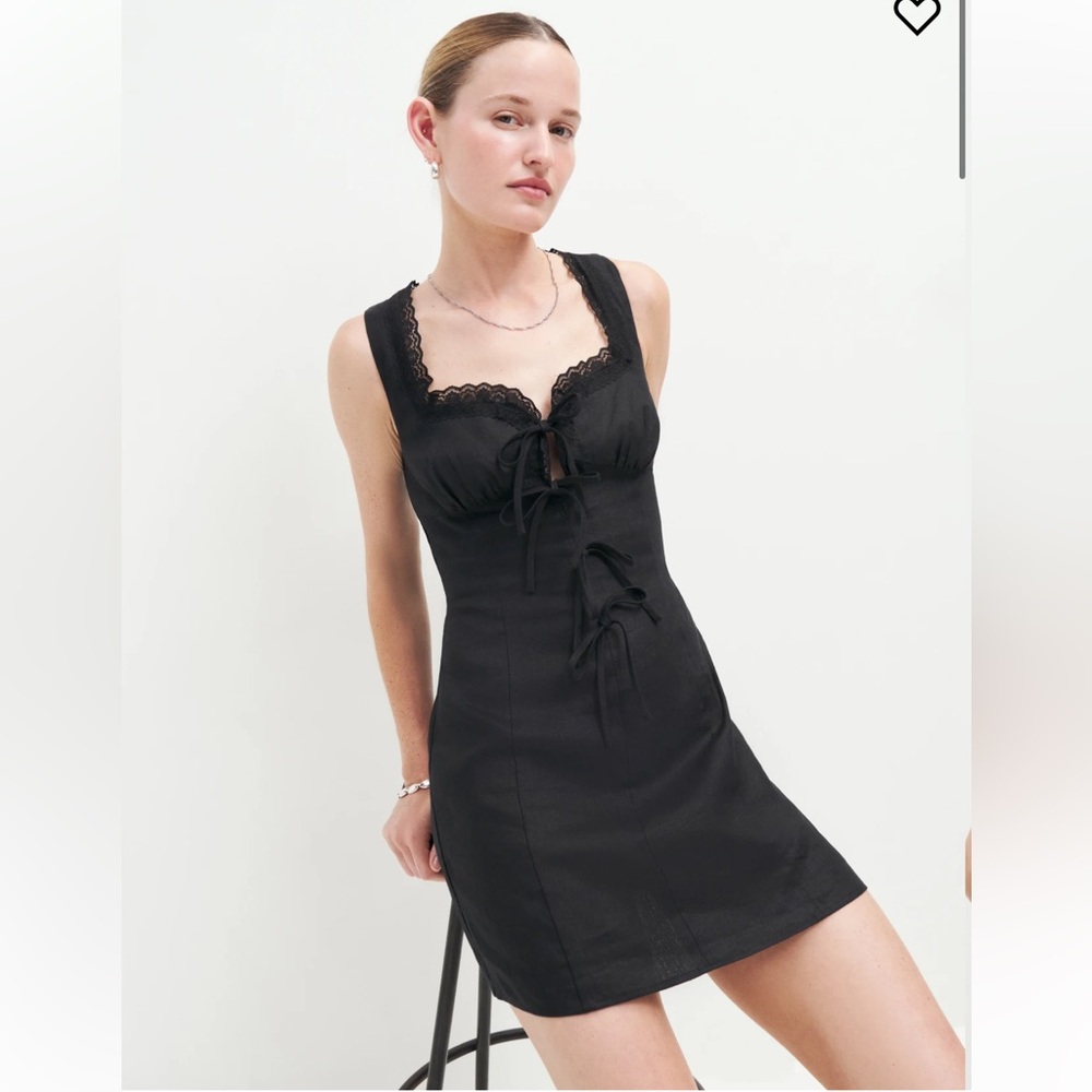 Reformation Black Lace-Trim Dress